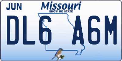 MO license plate DL6A6M