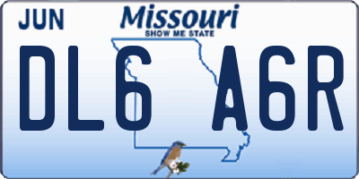MO license plate DL6A6R