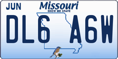 MO license plate DL6A6W