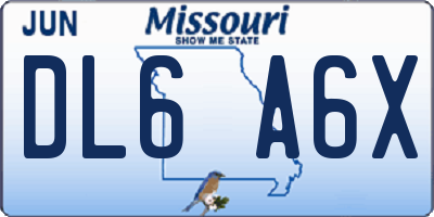 MO license plate DL6A6X