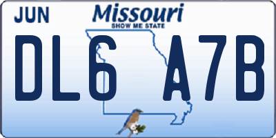 MO license plate DL6A7B