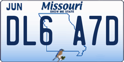 MO license plate DL6A7D