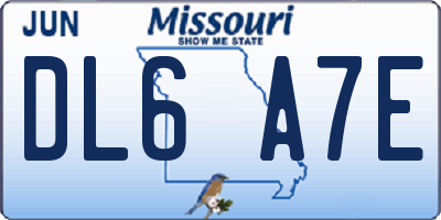 MO license plate DL6A7E