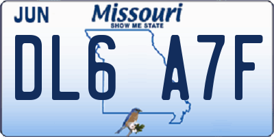 MO license plate DL6A7F