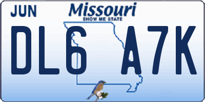 MO license plate DL6A7K