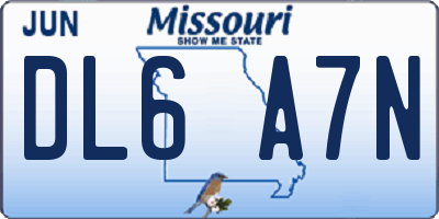 MO license plate DL6A7N