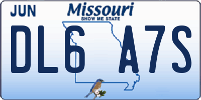 MO license plate DL6A7S