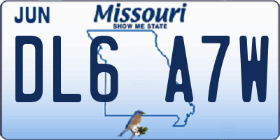 MO license plate DL6A7W