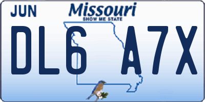MO license plate DL6A7X