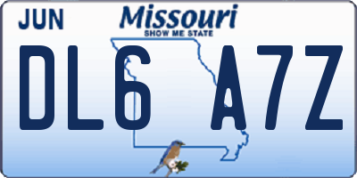 MO license plate DL6A7Z