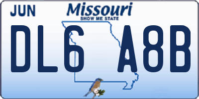 MO license plate DL6A8B