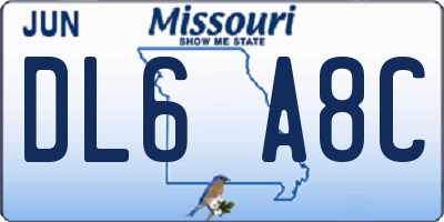 MO license plate DL6A8C