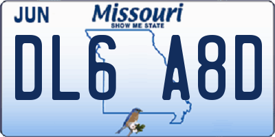 MO license plate DL6A8D
