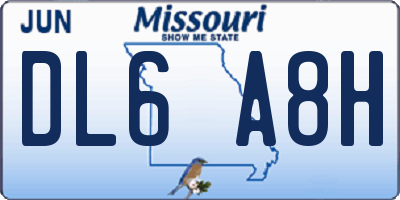 MO license plate DL6A8H
