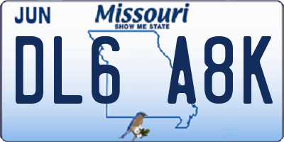 MO license plate DL6A8K