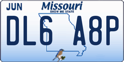 MO license plate DL6A8P