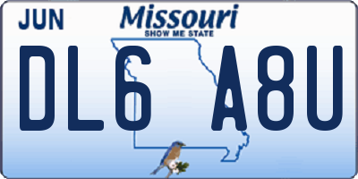 MO license plate DL6A8U