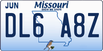 MO license plate DL6A8Z
