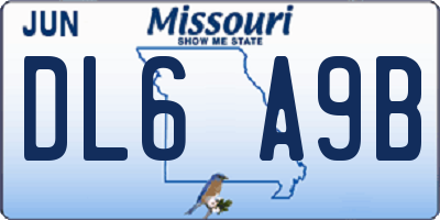 MO license plate DL6A9B