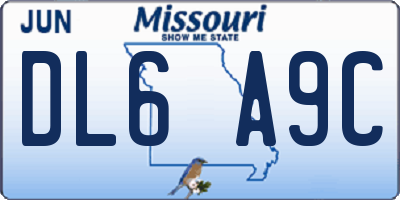 MO license plate DL6A9C