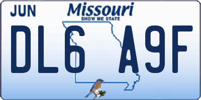 MO license plate DL6A9F