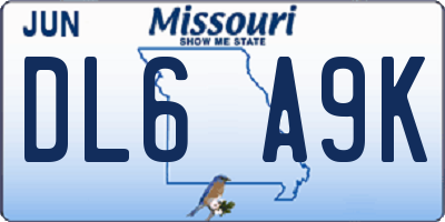 MO license plate DL6A9K