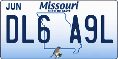 MO license plate DL6A9L