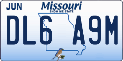 MO license plate DL6A9M