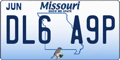 MO license plate DL6A9P