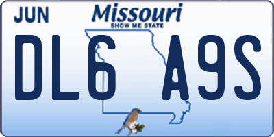 MO license plate DL6A9S