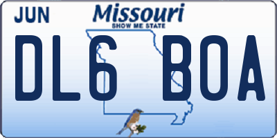 MO license plate DL6B0A