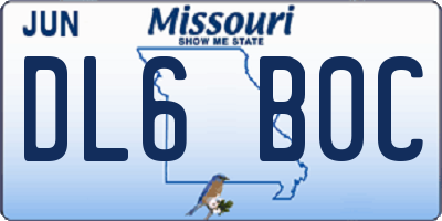 MO license plate DL6B0C