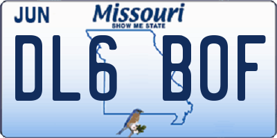MO license plate DL6B0F