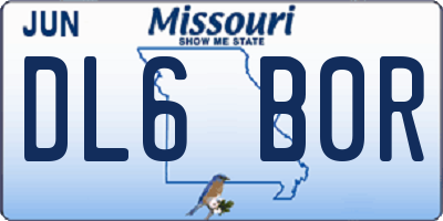 MO license plate DL6B0R