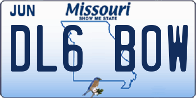 MO license plate DL6B0W