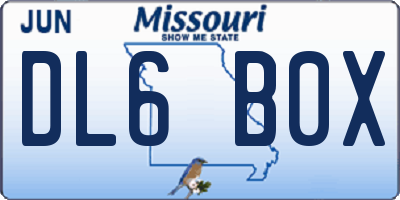 MO license plate DL6B0X