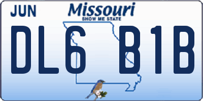 MO license plate DL6B1B