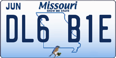 MO license plate DL6B1E