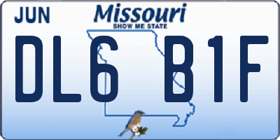 MO license plate DL6B1F
