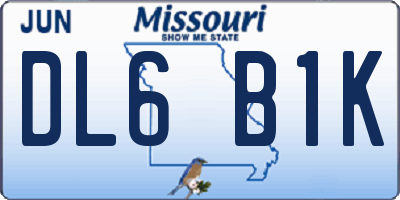 MO license plate DL6B1K