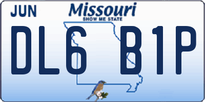 MO license plate DL6B1P