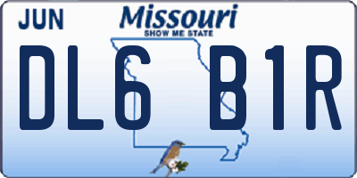 MO license plate DL6B1R