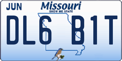 MO license plate DL6B1T