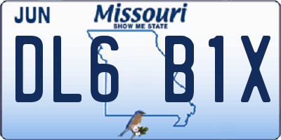 MO license plate DL6B1X