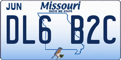 MO license plate DL6B2C