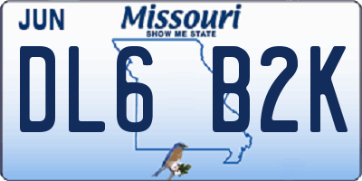 MO license plate DL6B2K