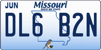 MO license plate DL6B2N