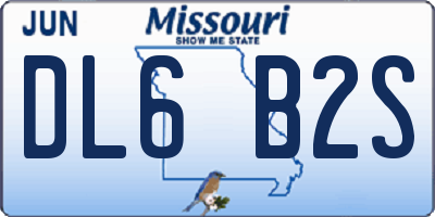 MO license plate DL6B2S