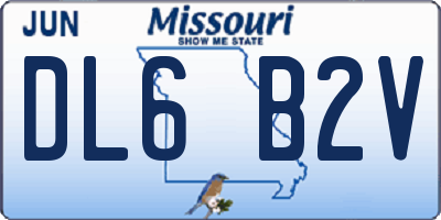 MO license plate DL6B2V