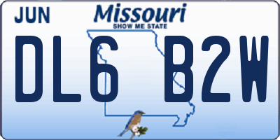 MO license plate DL6B2W